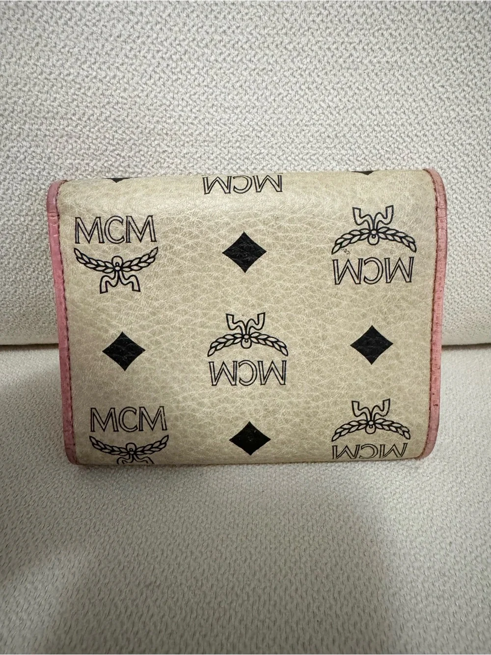 Vintage MCM Visetos Trifold Wallet — Pink & Purple Colorblock